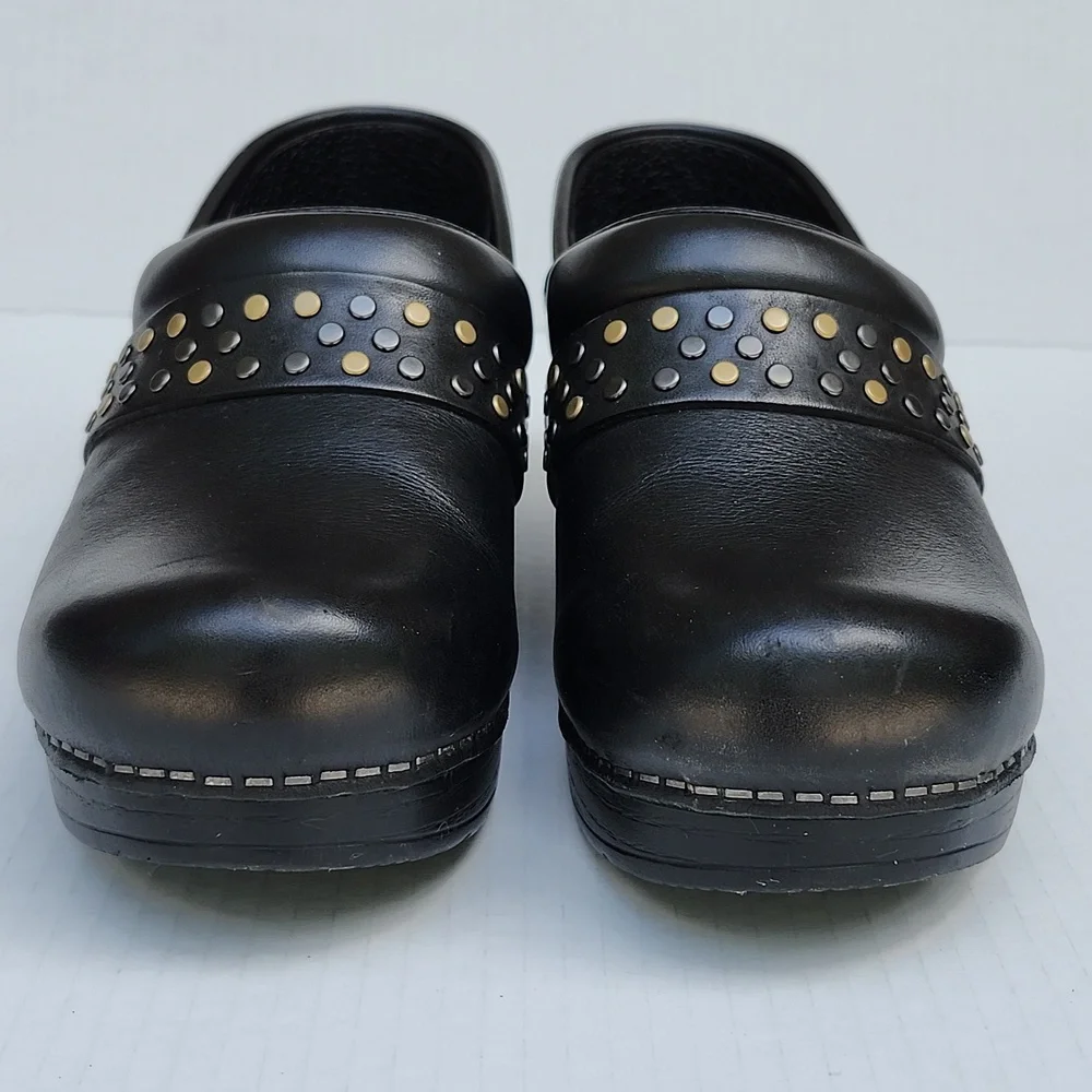 DANSKO PAVAN PROFESSIONAL BLACK NAPPA LEATHER CLOGS - Picture 2 of 11